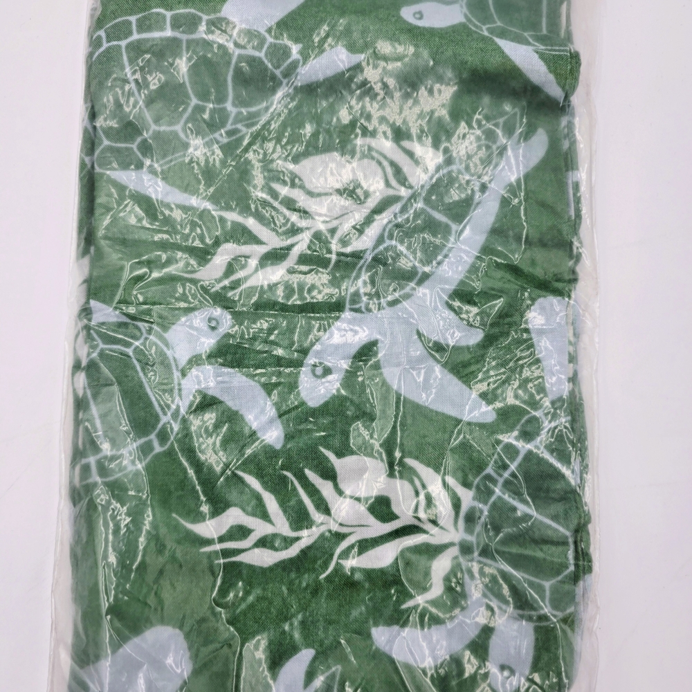 Fused Hawaii Pareo Sarong Green Sea Turtle Print Cover‎ Up Swim Beach Wrap NWT - Picture 7 of 8